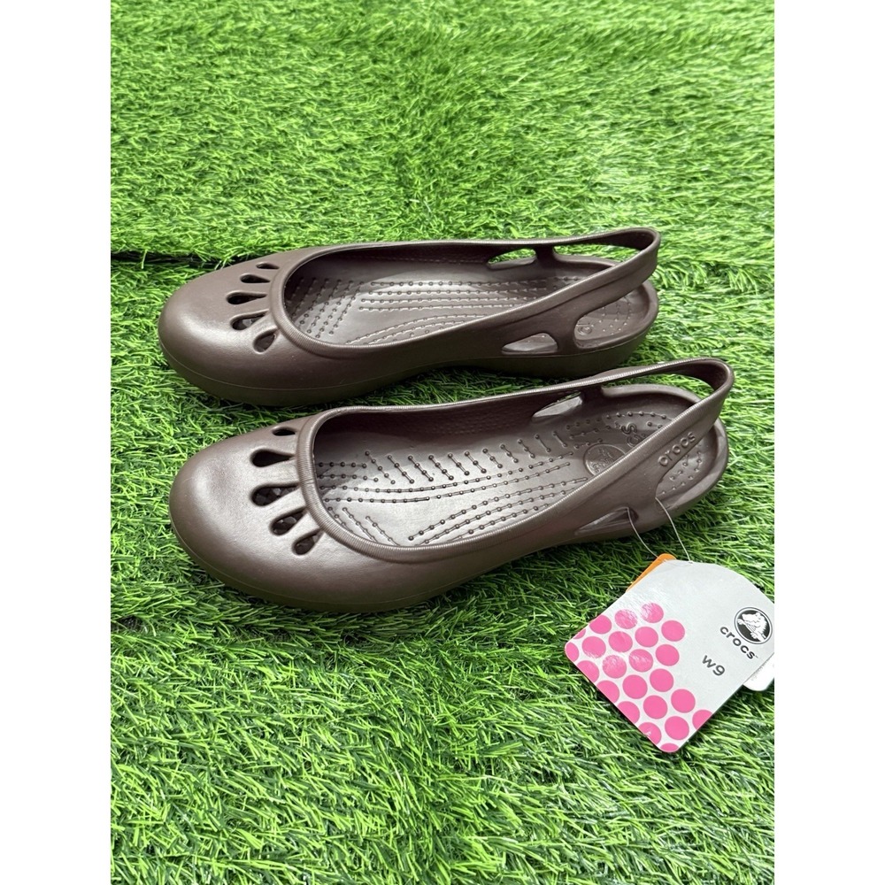 Crocs Malindi Slingback Ballet Flats Shoes Brown NWT Neutral Women's 9